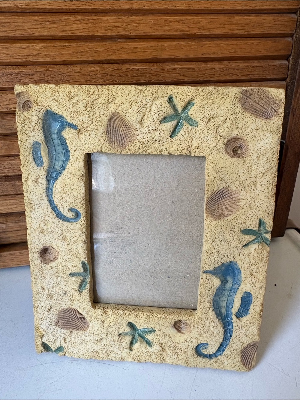 Coastal Seahorse Decorative Picture Frame - Blue on Sand